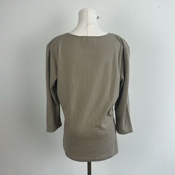 Vintage 90s 3/4 Sleeves T shirt with Cute Floral Appliqué - Picture 5 of 7